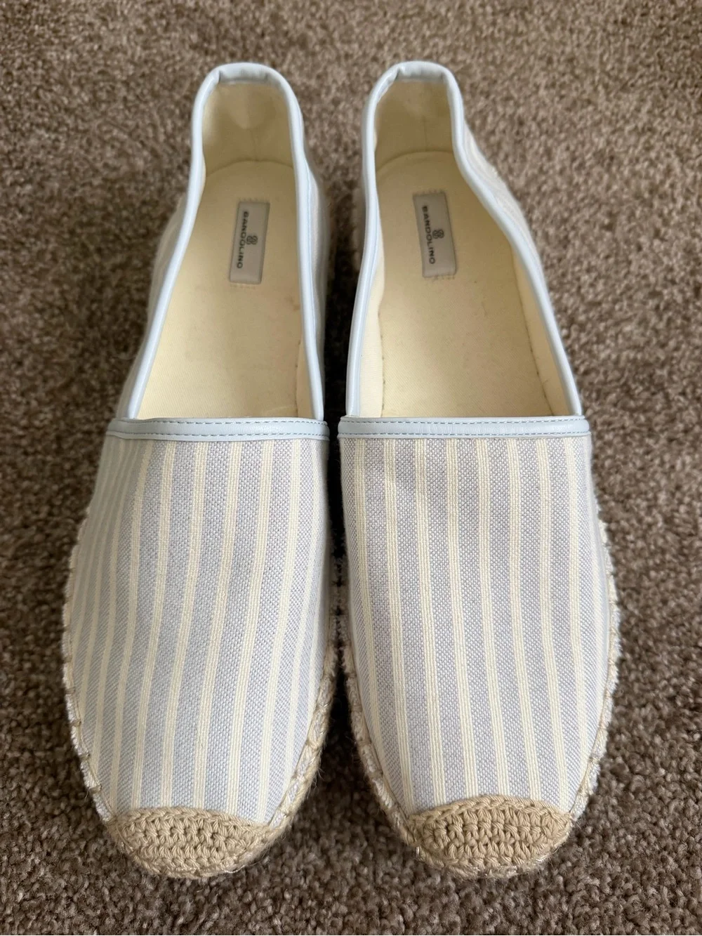 Bandolino Light Blue and Cream Striped Espadrille Slip-On